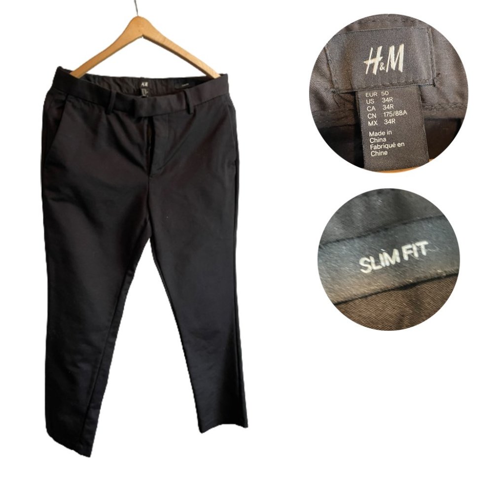 H&M Women’s Slim Fit Black Pants Size 34 Dress Work Casual Trousers